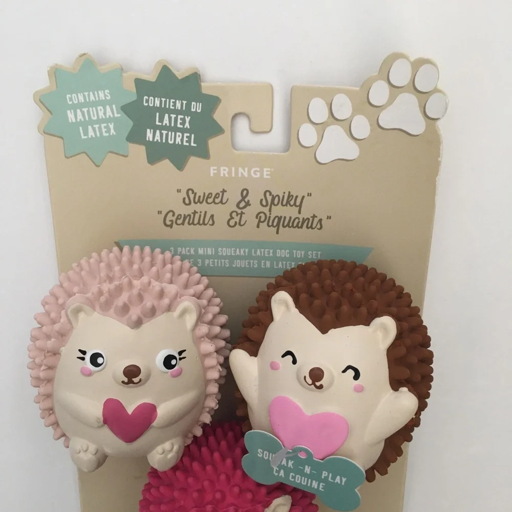 Dog Toys Squeaky Latex Small Hedgehogs “Sweet and Spiky” Fetch Play NEW | Fringe